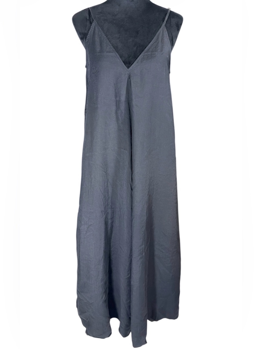 Zara Black V-Neck Spaghetti-Strap Maxi Slip Dress - Picture 2 of 5